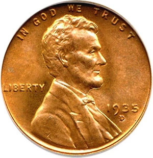 image for: 1935-D 1c PCGS MS67 RD