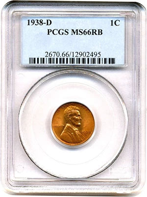 image for: 1938-D 1c PCGS MS66 RB