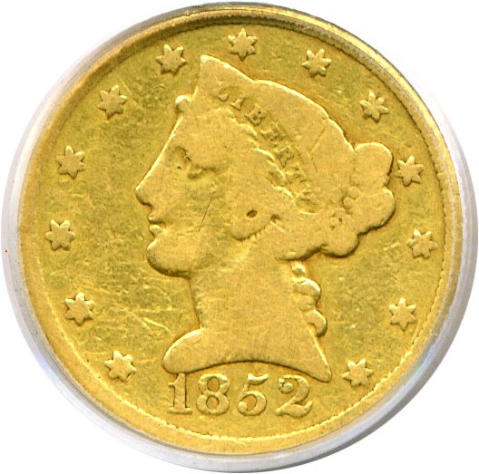 image for: 1852-C $5  PCGS VG-8