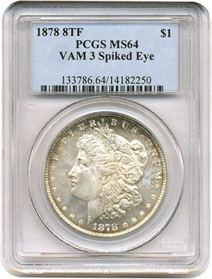 image for: 1878 8TF $1 VAM 3 Spiked Eye PCGS MS64