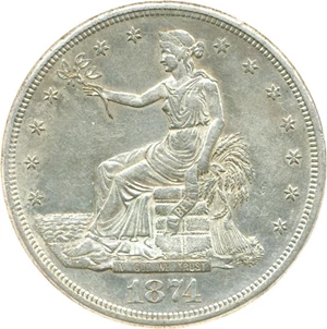 image for: 1874-CC Trade $ DGS AU50 (Cleaned)