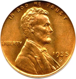 image for: 1935-D 1c PCGS MS67 RD