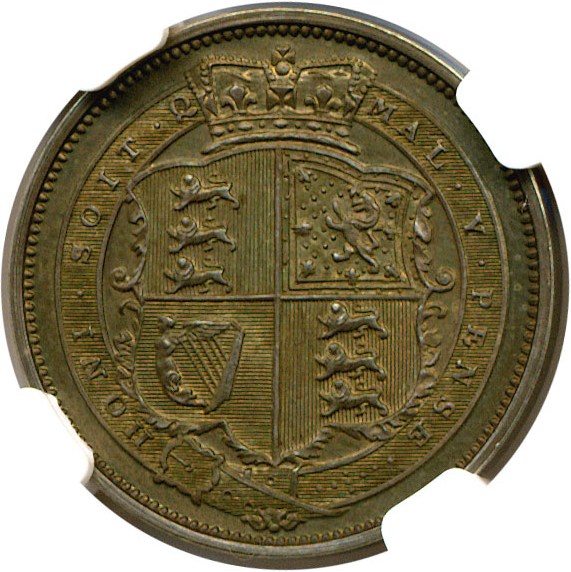 image for: Great Britain: 1880 Pattern Shilling Plain Edge NGC Proof 64 (ESC-1405, Plain Edge)