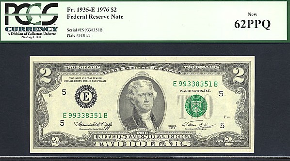 image for: 1976 $2  PCGS CU62  (Fr.1935E)