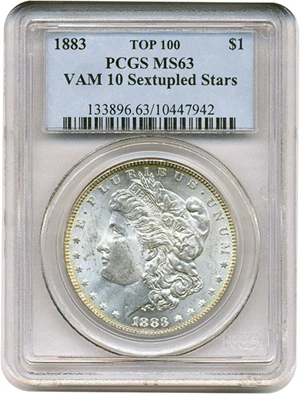 image for: Top 100 VAM: 1883 $1 VAM 10 Sextupled Stars PCGS MS63