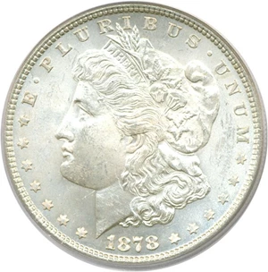 image for: 1878 7/8TF $1 Weak VAM 33 Dbl Legs PCGS MS63