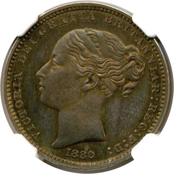 image for: Great Britain: 1880 Pattern Shilling Plain Edge NGC Proof 64 (ESC-1405, Plain Edge)