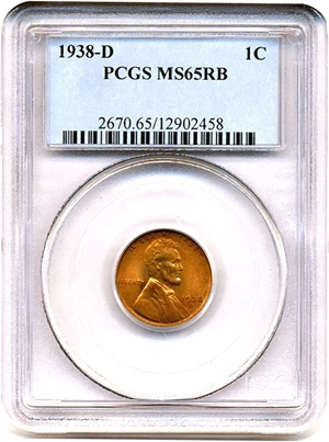 image for: 1938-D 1c PCGS MS65 RB