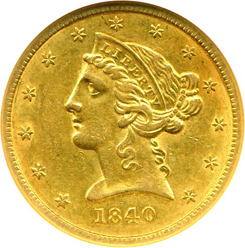image for: 1840 $5  NGC AU55