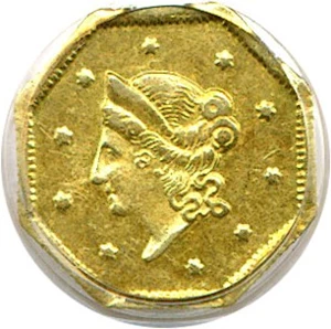 image for: Cal Gold: 1853 $1 PCGS AU55 (BG-505)