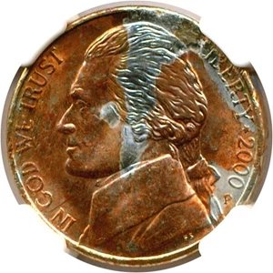 image for: Mint Error: 2000-P 5c NGC MS63 FS - 5c on Defective Planchet (4.81g)