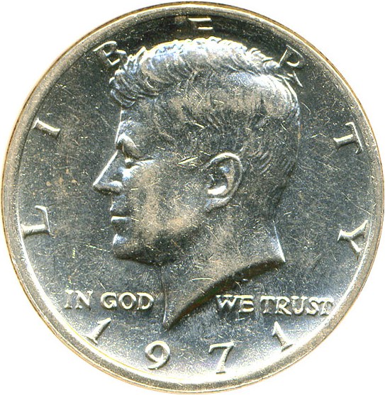 image for: 1971 50c Doubled Die Reverse  DGS AU55  (DDR-001, Lightly Cleaned)