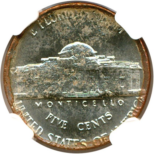 image for: Mint Error: 1994-P 5C  NGC MS63 On Defective Clad Planchet 2.14G