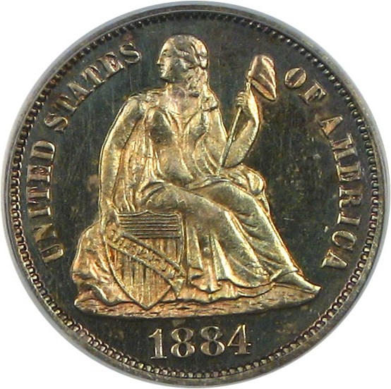 image for: 1884 10c  PCGS/CAC Proof 64 Cameo