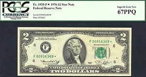 image for: 1976 * Star * $2 PCGS Gem CU67 PPQ (Fr.1935F)