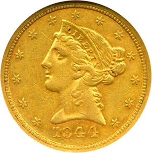 image for: 1844-O $5 NGC AU55