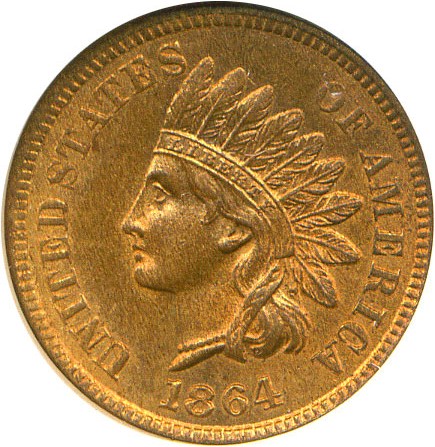 image for: 1864-L 1c  NGC MS65 RD