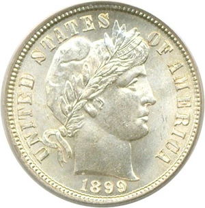image for: 1899-S 10c PCGS MS66