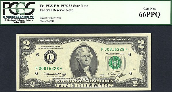 image for: 1976 * Star * $2  PCGS Gem CU66 PPQ  (Fr.1935F)