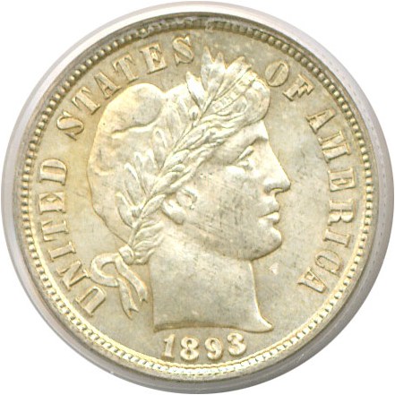 image for: 1893-S 10c  PCGS MS65