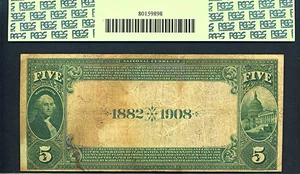 image for: 1882 $5 Shawmut Bank of Boston PCGS Apparent VF20 (Fr. 537, Charter #5155, Date Back)