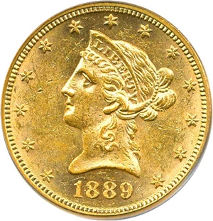image for: 1889 $10 PCGS MS61 OGH