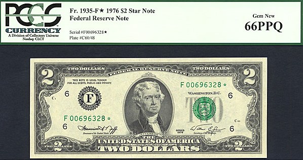 image for: 1976 * Star * $2  PCGS Gem CU66 PPQ  (Fr.1935F)