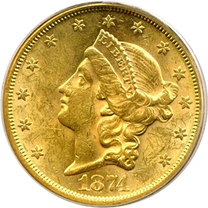 image for: 1874-S $20 PCGS MS61
