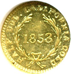 image for: Cal Gold: 1853/2 50c NGC MS62 PL (BG-409)