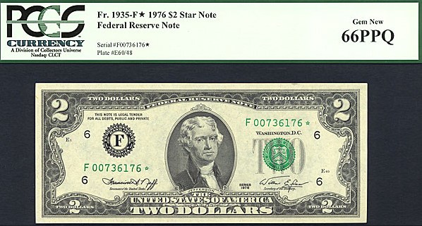 image for: 1976 * Star * $2  PCGS Gem CU66 PPQ  (Fr.1935F)