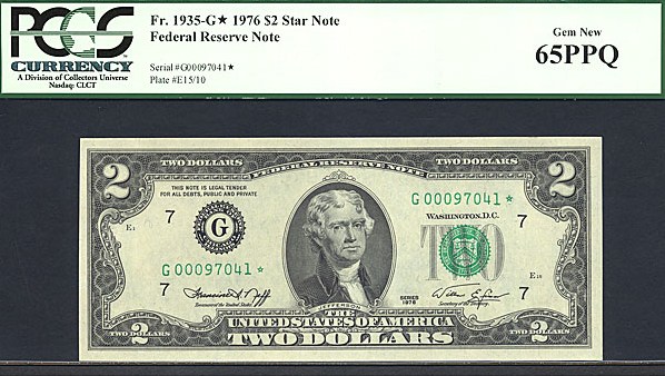 image for: Fr.1935G 1976 $2  PCGS Gem CU65 PPQ  [G00097041] *Star* 