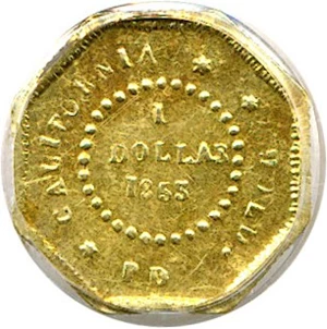 image for: Cal Gold: 1853 $1 PCGS AU55 (BG-505)
