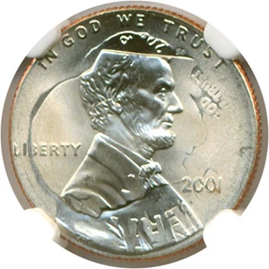 image for: Mint Error: 2001 1c NGC MS68 - Struck on 2001-P 10c