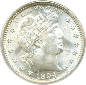 image for: 1894 25c PCGS MS66