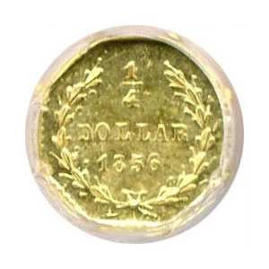 image for: Cal Gold: 1856 25c NGC MS64 (BG-111)