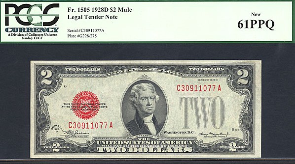 image for: Fr.1505 1928D $2  PCGS CU61  [C30911077A]