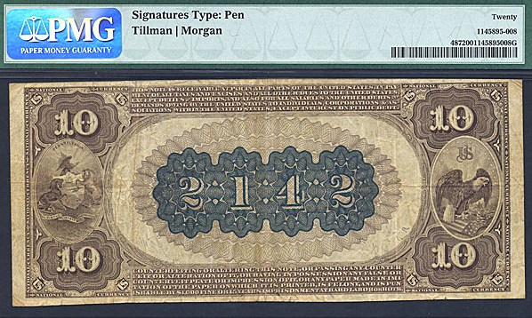 image for: Fr.487 1882 $10 2nd Charter Period, 1st Issue, Brown Back Schwenksville, PA PMG VF20  [t314358t]
