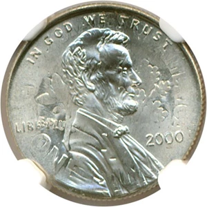 image for: Mint Error: 2000 1c NGC MS68 - Struck on 2000-P 10c