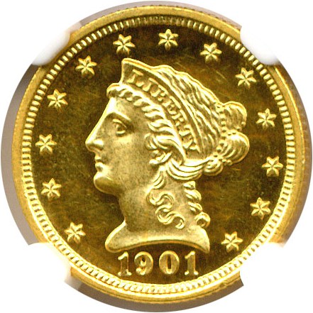 image for: 1901 $2 1/2  NGC Proof 64 UCameo