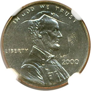 image for: Mint Error: 2000 1c NGC MS68 - Struck on 2000-P 10c