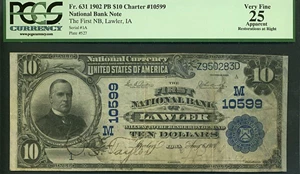 image for: 1902 $10 FNB of Lawler, IA PCGS VF25 (Fr.631, Charter #10599)