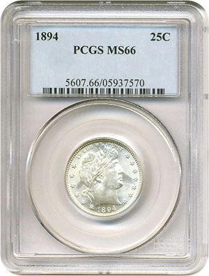 image for: 1894 25c PCGS MS66