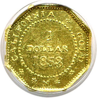 image for: Cal Gold: 1853 $1 PCGS AU53 OGH (BG-531)
