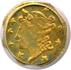 image for: Cal Gold: 1856 25c PCGS MS63 OGH (BG-107)