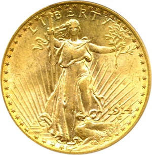 image for: 1914-S $20 PCGS MS63