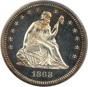 image for: 1868 25c PCGS Proof 64 Cameo