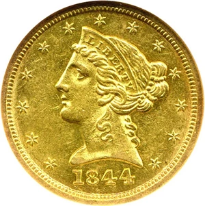 image for: 1844-O $5 NGC AU58