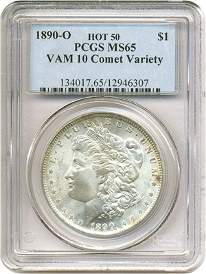 image for: Hot 50 VAM: 1890-O $1 PCGS MS65 (VAM 10 Comet Variety)
