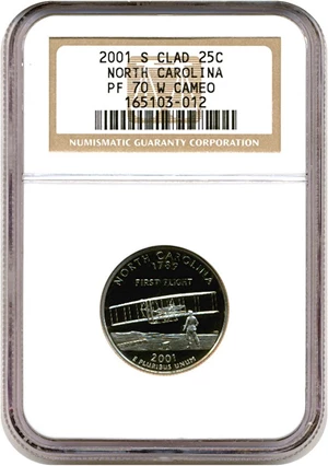 image for: 2001-S 25c North Carolina NGC Proof 70 UCameo