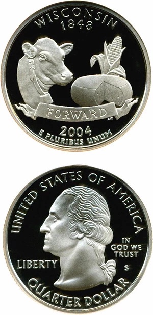 image for: 2004-S 25c Wisconsin NGC Proof 70 UCameo